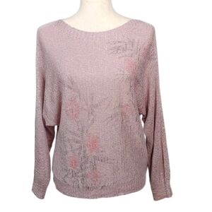 Sioni Women’s Metallic Floral Knit Sweater Size Large